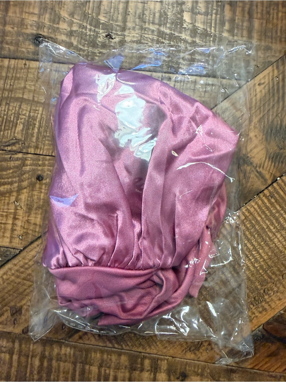 Satin-Look Pink Hair Bonnet